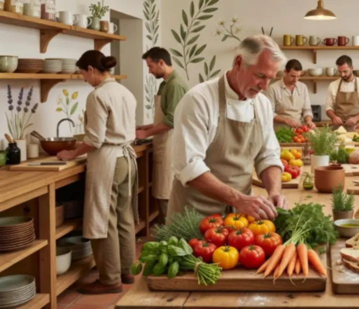 Team members preparing seasonal dishes in the NAXSOL ENTERPRISES LTD kitchen
